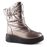 Bota casual negra de caña media con plataforma y taco corrido.