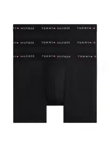 Pack de tres bóxer briefs Tommy Hilfiger de color negro, confeccionados en tejido elástico y transpirable. Presentan una cintura elástica ancha con el nombre de la marca y el logo distintivo grabado en contraste.