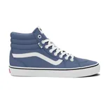 Zapatillas de caña alta Vans Filmore Hi, color azul con detalles en blanco. Confeccionadas en lona y cuero sintético, con suela waffle y cuello acolchado.