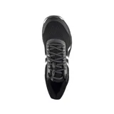 Championes de running Asics modelo Gel-Hypersonic 2, color negro con detalles en plateado y suela blanca. Presentan diseño de malla transpirable y tecnología de amortiguación en la entresuela.