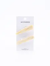 Set de dos broches para el pelo color crema con diseño marmolado.