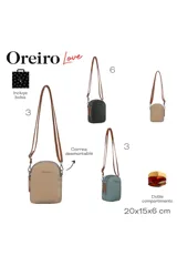 Bandolera color beige con correa larga regulable y cierre superior.