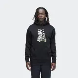 Canguro negro con capucha y bolsillo delantero, con estampado de calavera y logo de la marca Stance en el pecho.