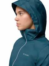 Campera impermeable Columbia Switchback IV color azul oscuro, con capucha ajustable, cierre frontal y bolsillos laterales con cremallera.