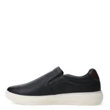Zapato tipo slip-on de cuero color marrón oscuro, con diseño ergonómico, elásticos laterales para un calce fácil y suela de goma color caramelo.