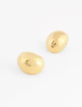 Aros tipo botón con forma de gota, color dorado.