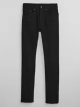 Jean de corte skinny en color negro lavado, confeccionado en tejido Softmax que ofrece mayor flexibilidad y comodidad. Presenta un diseño clásico de cinco bolsillos con cierre de botón y cremallera.