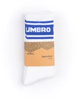 Pack de tres pares de medias deportivas Umbro, color negro con detalles en blanco, con logo de la marca y diseño de rombos.