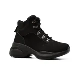 Botas de caña alta color rosa, con plataforma y cordones.