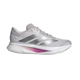 Championes de running Adidas Duramo SL 2 para mujer, color lila claro con detalles plateados en las tres rayas laterales y un degradado de rosa a fucsia en la mediasuela. Cierre con cordones y suela Adiwear.