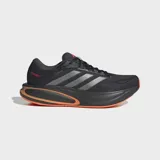 Championes de running Adidas Response 2, color negro con detalles en naranja y plateado. Presentan un exterior de malla transpirable, mediasuela de EVA Cloudfoam+ para mayor amortiguación y suela de caucho para mayor tracción.