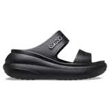 Sandalias plataforma Crocs modelo Classic Crush, color negro con diseño de dos tiras y suela alta.