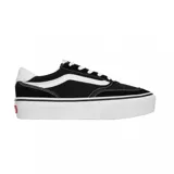 Championes Vans modelo Brooklyn Ls Platform de color negro con detalles en blanco, diseño de plataforma y la característica franja lateral Sidestripe.