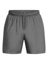 Short Under Armour Icon Volley gris, de secado rápido, con cintura elástica, bolsillos laterales y logo de la marca estampado en la pierna derecha.