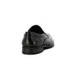 Zapato de vestir negro de cuero, con elásticos laterales y suela de goma.