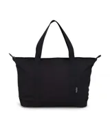 Bolso tipo tote bag JanSport Daily Tote en color negro, con asas dobles de hombro, cierre superior y un bolsillo frontal abullonado con el parche clásico de la marca.