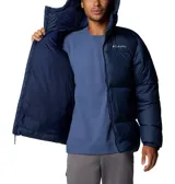Campera puffer Columbia con capucha, cierre frontal completo, bolsillos laterales con cremallera y puños elásticos. Cuenta con tecnología de aislamiento Thermarator y tejido resistente al agua.