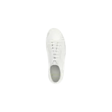 Championes de cuero blanco Saint Laurent modelo Gym Low-Top, con cordones y suela de goma al tono, y el logo de la marca estampado en dorado en el lateral.