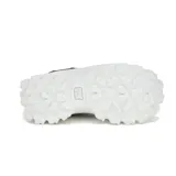 Zapatillas Caterpillar modelo Intruder Lite para mujer, de color negro con suela chunky blanca y detalles en rosado.