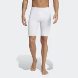 Calza corta deportiva Adidas Techfit de color blanco, con diseño ajustado y tecnología de absorción AEROREADY para mayor comodidad y control de la humedad.
