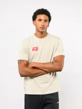 Remera de manga corta color blanco, con cuello redondo y logo de la marca estampado en color verde en el pecho.