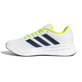 Championes deportivos Adidas Galaxy Star 2.0 para hombre, color blanco con detalles en azul marino y cordones y forro interior en tono verde lima vibrante.