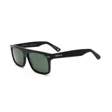 Lentes de sol de montura gruesa estilo wayfarer, color negro, con lentes de cristal verde oscuro. La marca Prototype se lee en la patilla y en el frente.