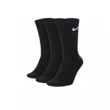 Pack de tres pares de medias deportivas Nike, color negro, con diseño de caña media y logo de la marca bordado en blanco en el lateral.