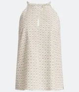 Blusa musculosa con cuello halter y estampado geométrico.