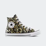 Championes Converse Chuck Taylor All Star de caña alta con estampado animal print de leopardo en tonos beige, marrón y negro.