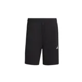 Shorts de entrenamiento Adidas color negro, con logo estampado en blanco en la pierna derecha. Confeccionados en tejido de punto doble con tecnología AEROREADY, cintura elástica con cordón ajustable y bolsillos con cierre.