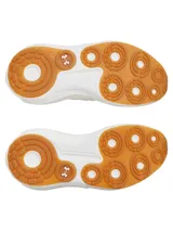 Championes de running Under Armour modelo Phantom 4, color beige con suela de goma color caramelo. Presentan un diseño de tejido de punto con cuello elástico, contrafuerte de TPU en el talón y amortiguación UA HOVR+.
