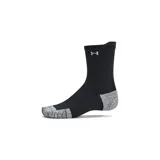 Pack de tres pares de medias deportivas Under Armour de caña media, diseñadas con tecnología de secado rápido y canales de ventilación. Presentan amortiguación en la planta y puntera, ajuste ergonómico diferenciado para pie izquierdo y derecho, y detalle de logo reflectante.