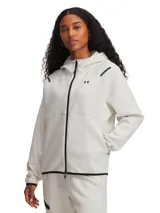Campera deportiva con cierre frontal completo, capucha y bolsillos laterales. Confeccionada en tejido de doble punto elástico y transpirable, con detalles de ribete en contraste en puños, bajo y cierre.