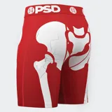 Calzoncillos bóxer rojos con estampado de esqueleto y cintura elástica con logo de la marca.