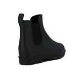 Bota de lluvia negra estilo Chelsea, con elásticos laterales y tirador trasero.