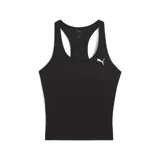 Musculosa deportiva Puma W Tad Essential 2 in 1 Tank, color negro, con diseño ajustado y espalda deportiva (racerback). Incluye el logo de la marca estampado en blanco en el pecho.