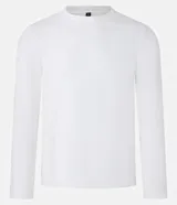 Remera negra de corte slim, cuello redondo y manga larga. Confeccionada en algodón con textura acanalada.