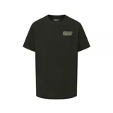 Remera de manga corta color negro, con cuello redondo y estampa pequeña en el pecho con el logo de la marca Hurley.