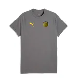 Remera deportiva Puma Evostripe del Club Atlético Peñarol para hombre, color gris con detalles en amarillo, con logo de Puma y escudo del club en el pecho.