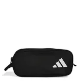 Cartuchera Adidas negra con logo blanco estampado.
