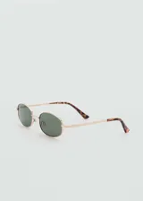Gafas de sol con montura metálica dorada y diseño ovalado, equipadas con cristales oscuros de protección UV categoría 3.