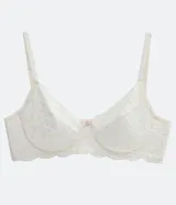 Soutien de encaje floral color verde agua, sin relleno y con aro.