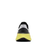 Championes de trail running Columbia Konos Elevate Techlite, color negro, blanco y amarillo, con diseño estampado y entresuela de gran amortiguación.