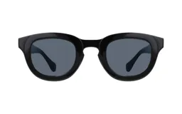 Lentes de sol unisex Huesca modelo Chloe, con montura gruesa de acetato color negro y lentes grises. Diseño de forma redonda con patillas anchas y puente nasal curvo.