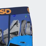 Calzoncillos bóxer de poliéster y elastano con estampado de billetes de 100 dólares y detalles de pintura azul.