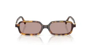 Lentes de sol Miu Miu con armazón rectangular de acetato con patrón carey y micas tintadas en tono marrón claro.