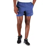 Short de running azul con logo de New Balance en la pierna.