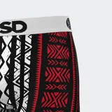 Calzoncillos bóxer de hombre PSD con estampado geométrico en negro, blanco, rojo y verde. Cintura elástica blanca con logo de la marca.