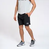 Short de baño azul marino de nylon con cintura elástica y logo de la marca en la pierna.